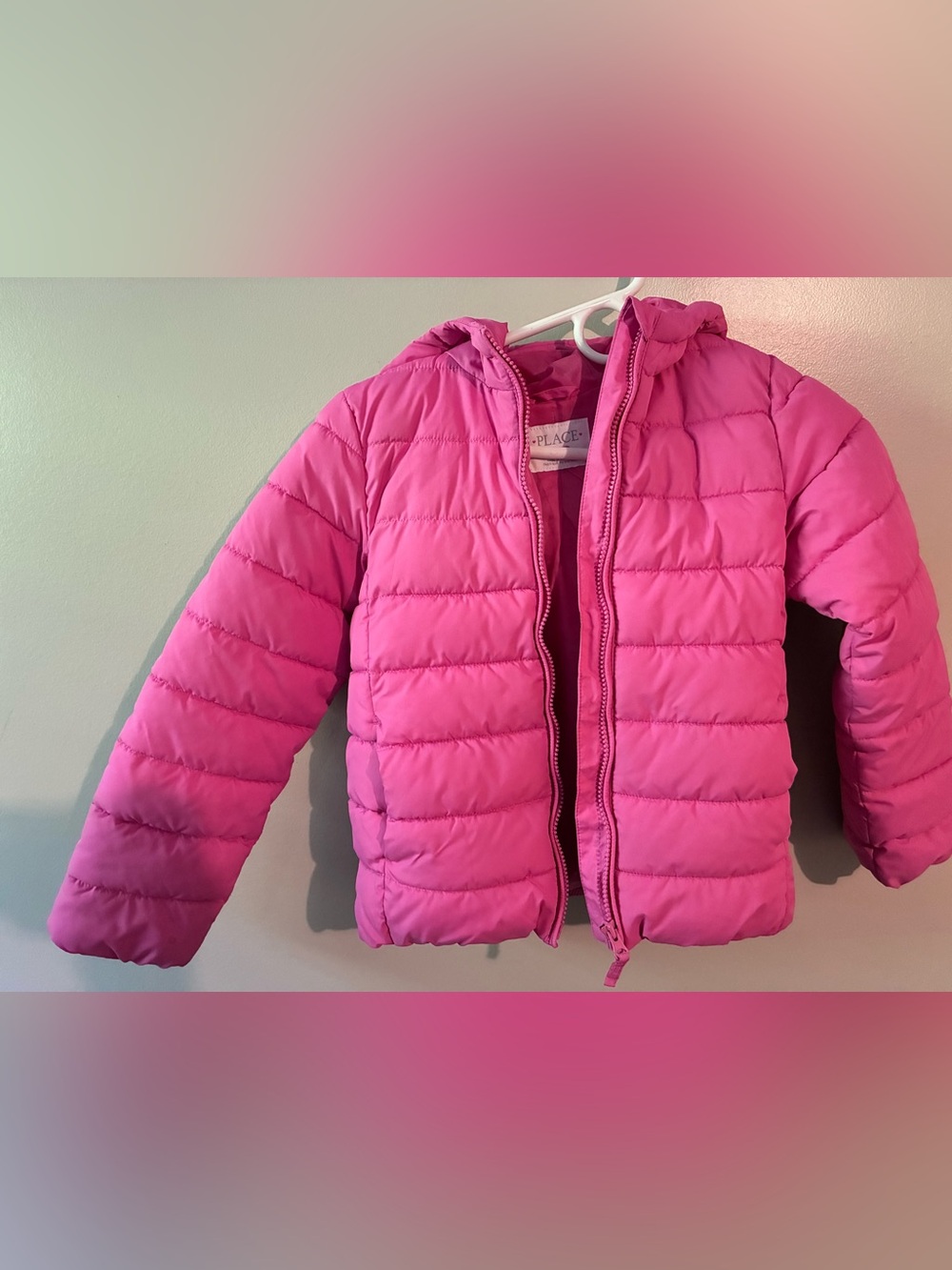 Place Bright Pink Quilted Puffer Jacket with Hood